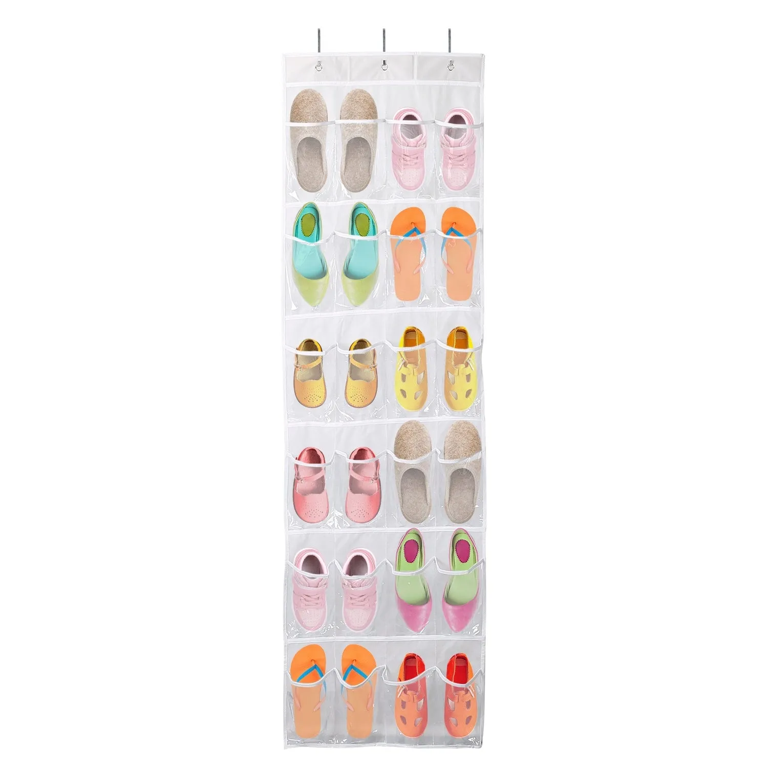 Over the Door Shoes Rack 6 Layer 24 Pocket Crystal Clear Organizer