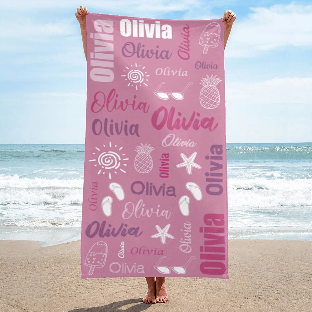 Personalized Lovely Kid Towel for Summer & Beach, Beach Towels for Kid Boy Girls