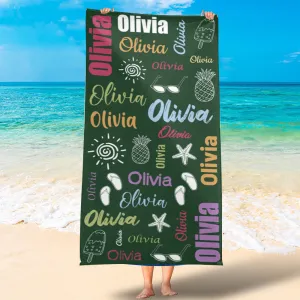 Personalized Lovely Kid Towel for Summer & Beach, Beach Towels for Kid Boy Girls