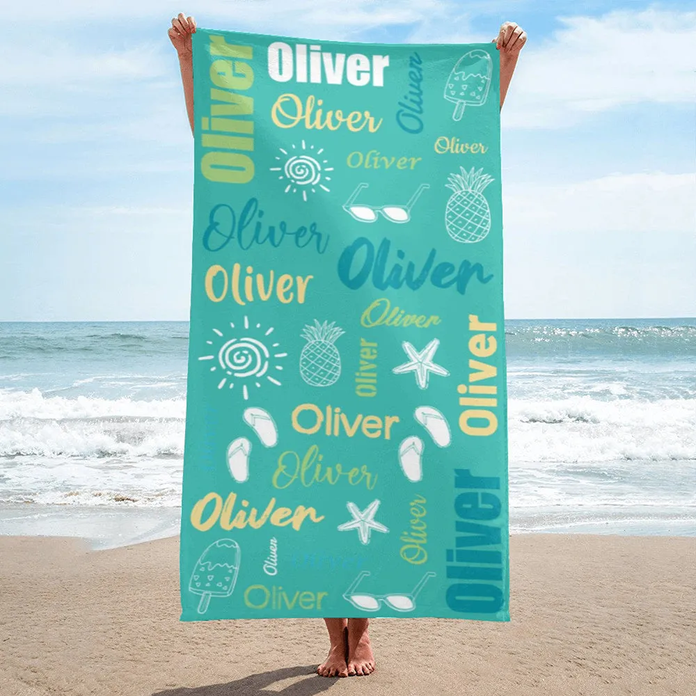 Personalized Lovely Kid Towel for Summer & Beach, Beach Towels for Kid Boy Girls