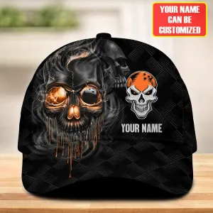 Personalized Name Multi Color Skull Bowling Classic Cap, Skull Smoke Bowling Cap for Bowler, Gift for Bowling Lover