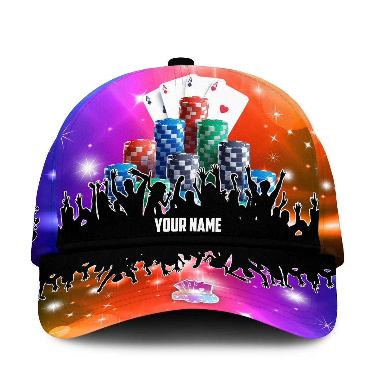 Personalized Name Poker Color Classic Cap, Casino Poker Hat, Idea Gift for Poker Player