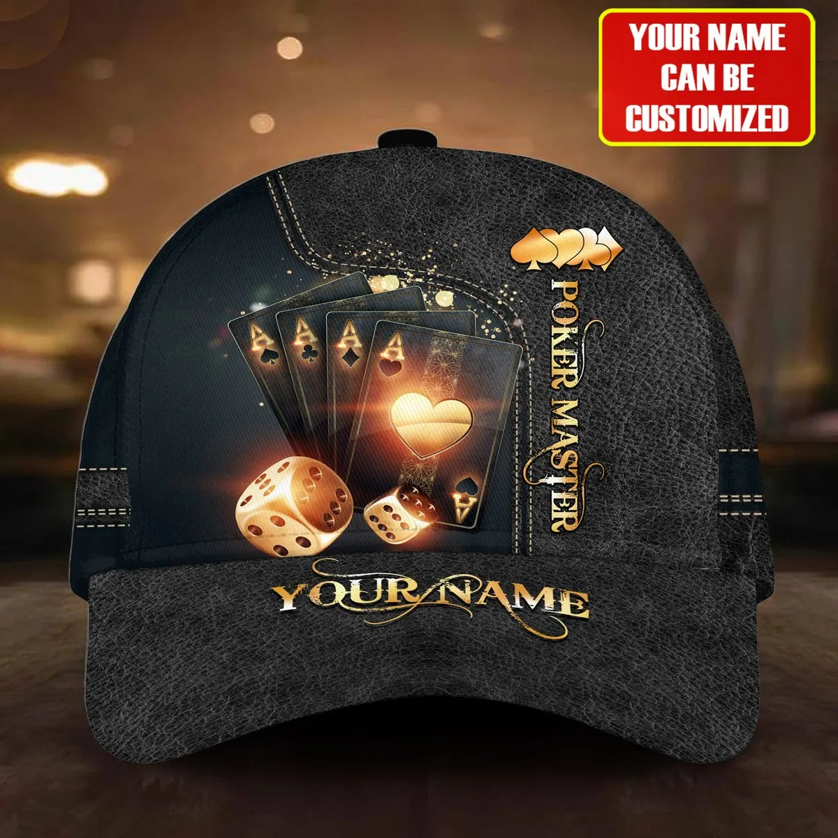 Personalized Name Poker Master Classic Cap, Idea Gift Hat for Poker Player, Poker Cap