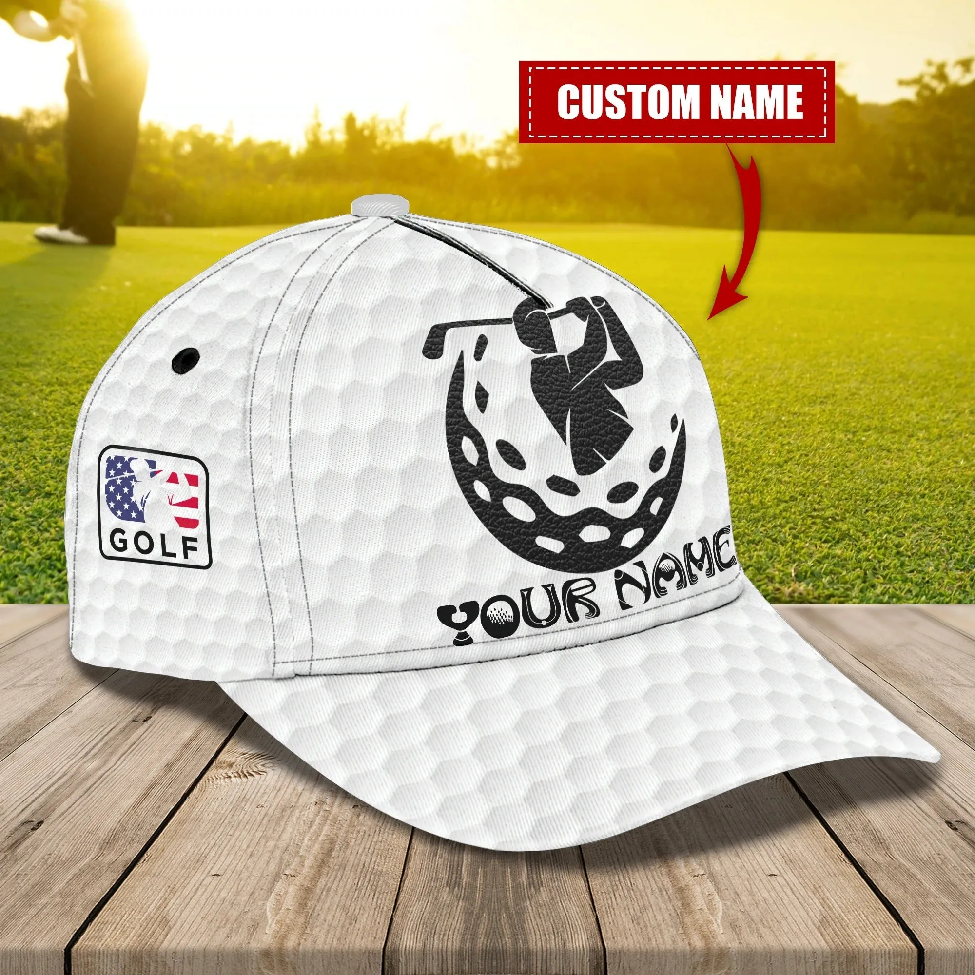 Personalized With Name 3D All Over Print Golf Caps For Men, American Golfer Baseball Cap, Golfer Gifts