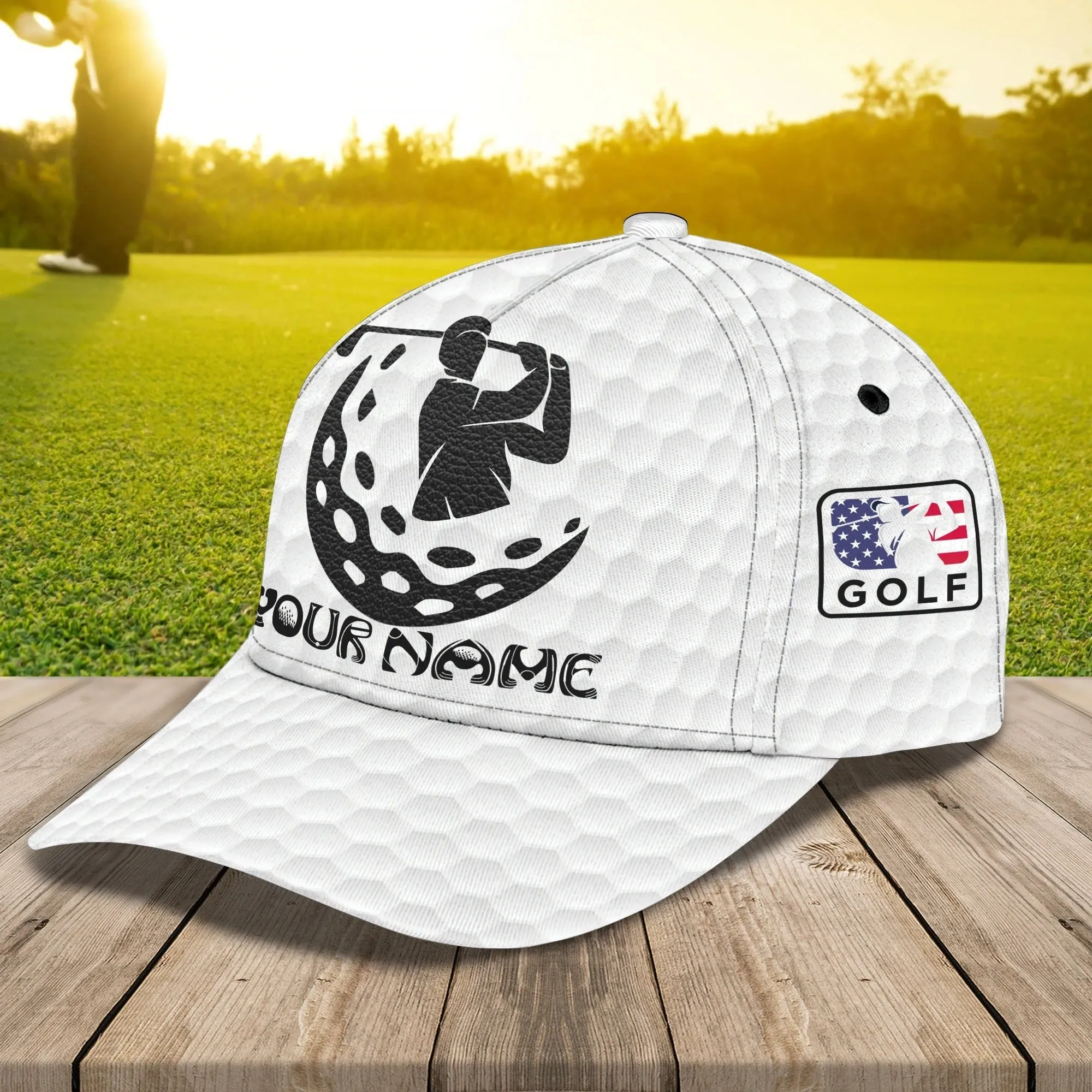 Personalized With Name 3D All Over Print Golf Caps For Men, American Golfer Baseball Cap, Golfer Gifts