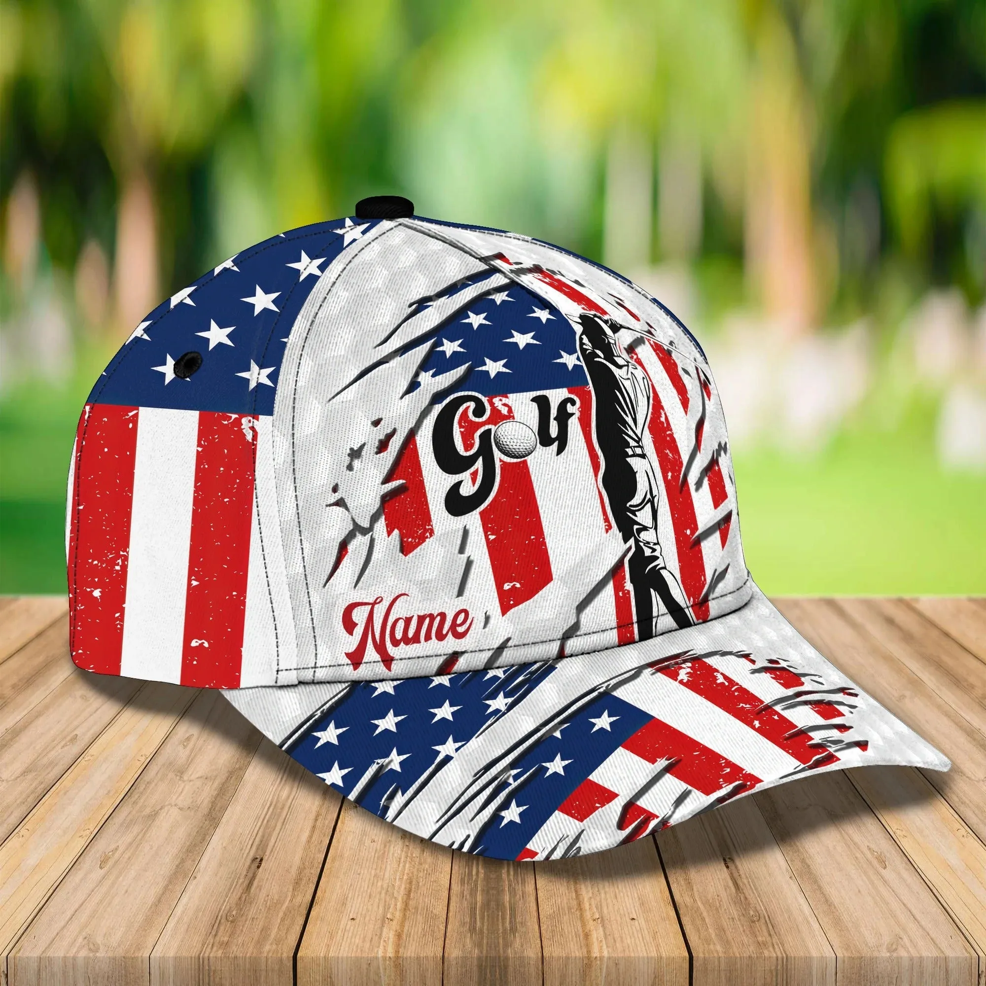 Personalized With Name 3D All Over Print Golf Caps For Men, American Golfer Baseball Cap, Golfer Gifts