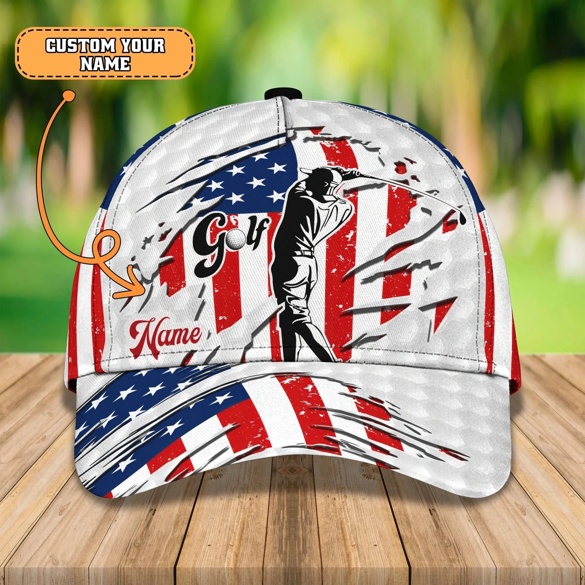 Personalized With Name 3D All Over Print Golf Caps For Men, American Golfer Baseball Cap, Golfer Gifts