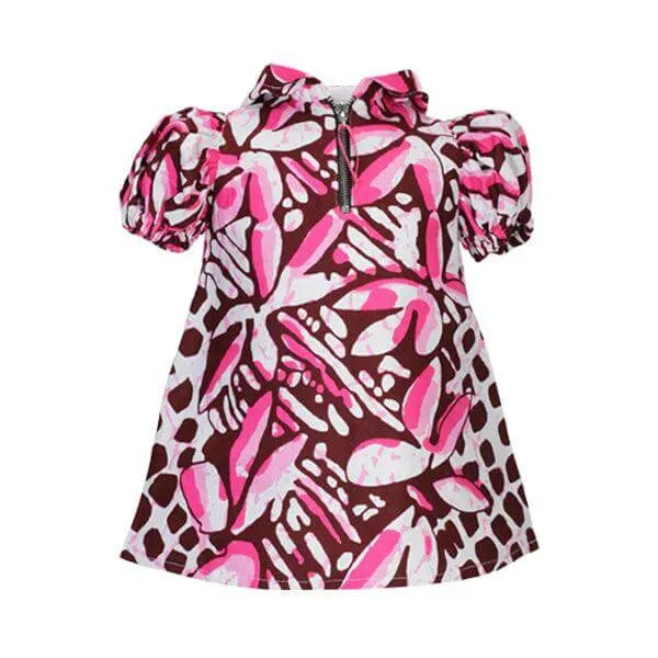 PINK SHORT SLEEVE ANKARA HOODIE DRESS