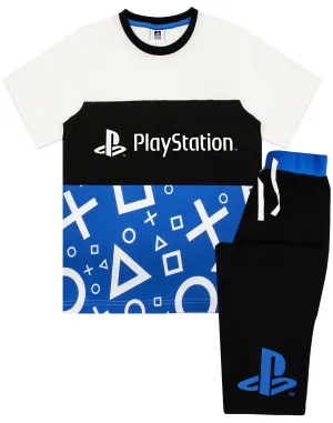 PlayStation Logo Controller Symbols Print Boys Black Short Sleeve Long Leg Pyjama Set