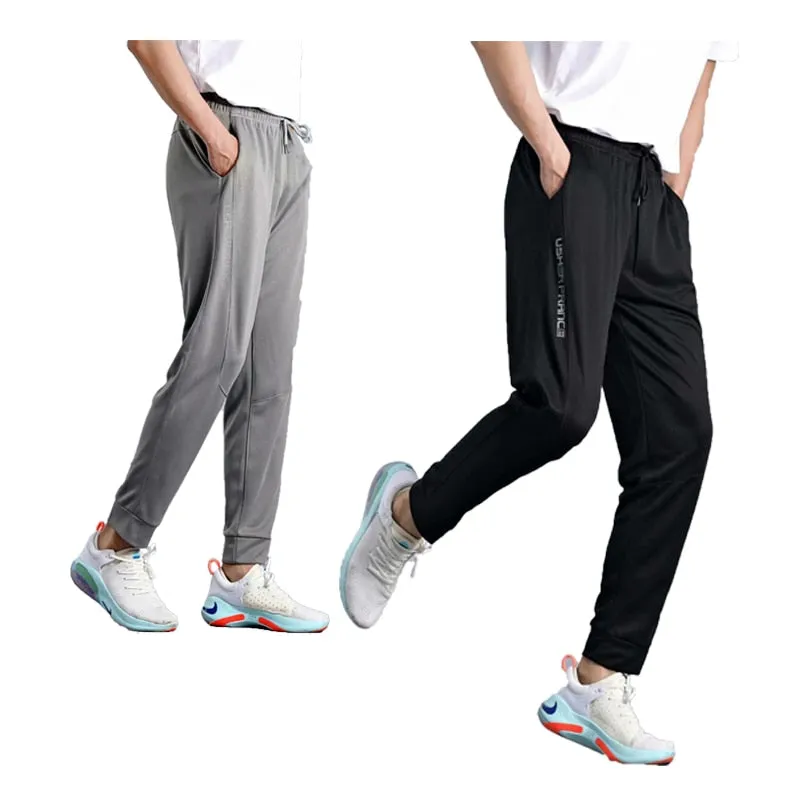 Plus Size Men Sports Pants Fitness Running Elasticity Breathable Thin Slim Fit Sweatpants Exercises Full Length Athletics Pant