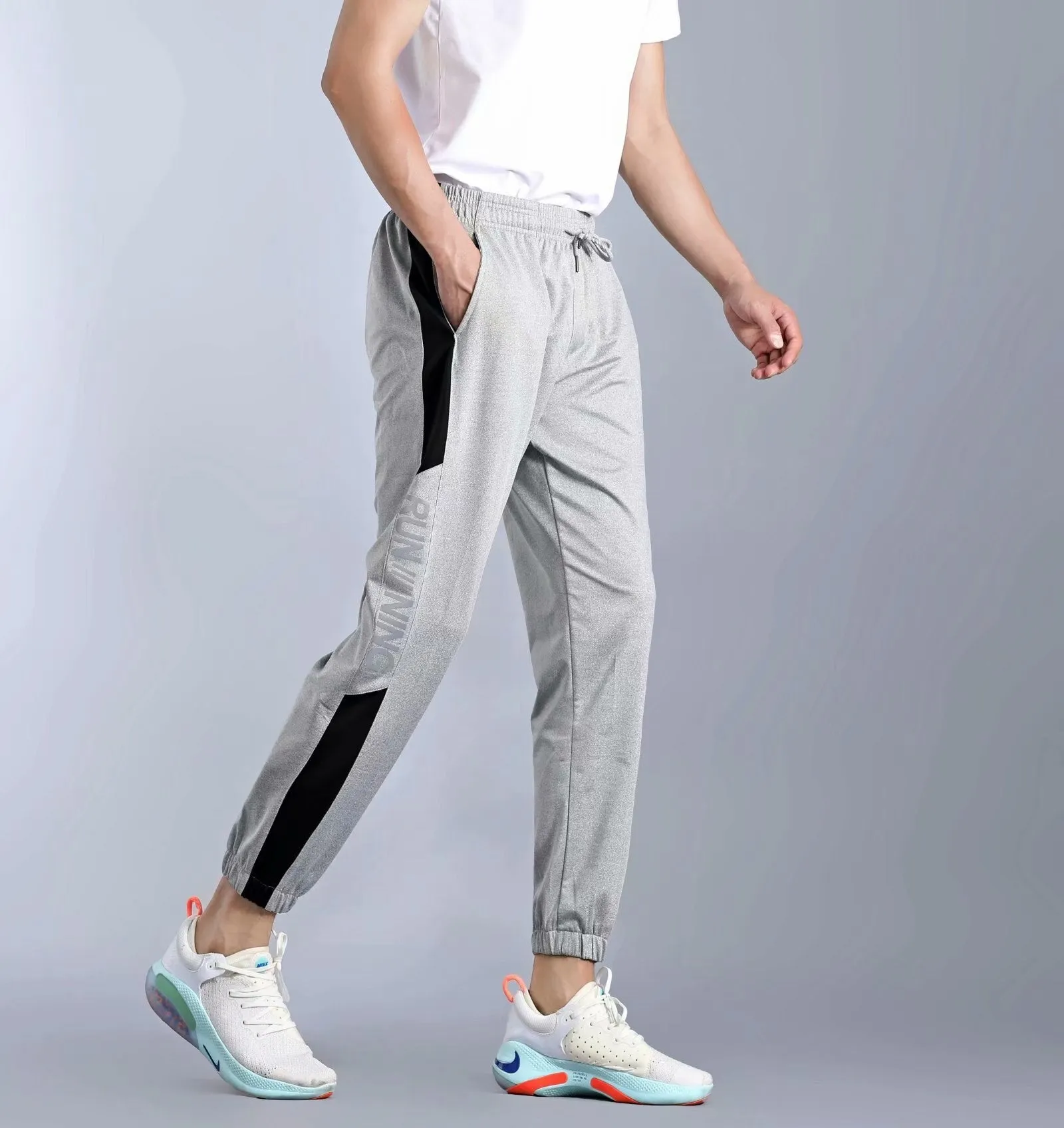 Plus Size Men Sports Pants Fitness Running Elasticity Breathable Thin Slim Fit Sweatpants Exercises Full Length Athletics Pant