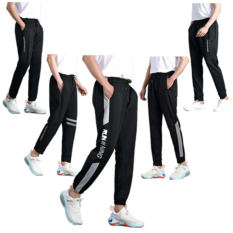 Plus Size Men Sports Pants Fitness Running Elasticity Breathable Thin Slim Fit Sweatpants Exercises Full Length Athletics Pant