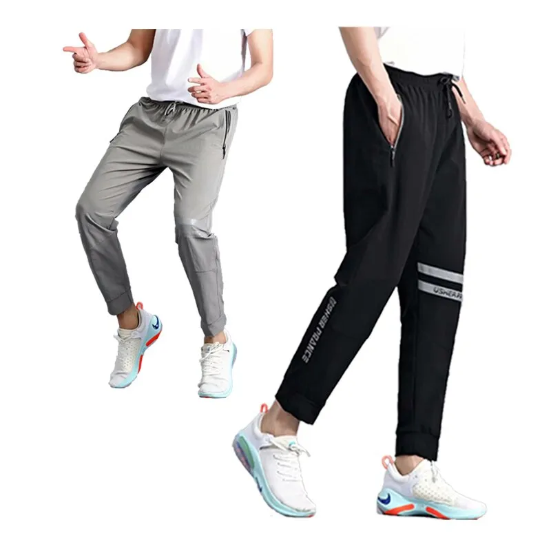 Plus Size Men Sports Pants Fitness Running Elasticity Breathable Thin Slim Fit Sweatpants Exercises Full Length Athletics Pant