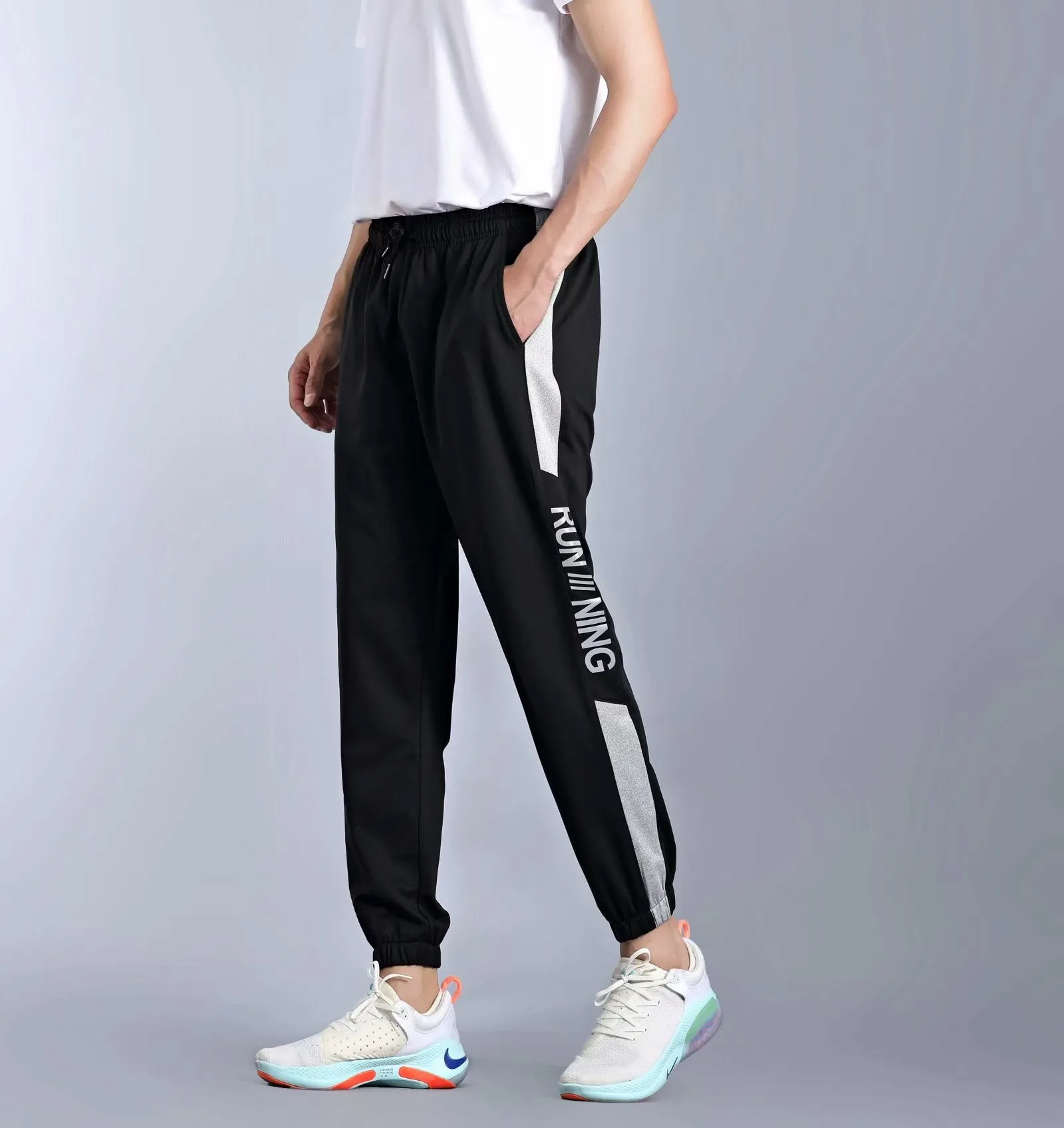 Plus Size Men Sports Pants Fitness Running Elasticity Breathable Thin Slim Fit Sweatpants Exercises Full Length Athletics Pant