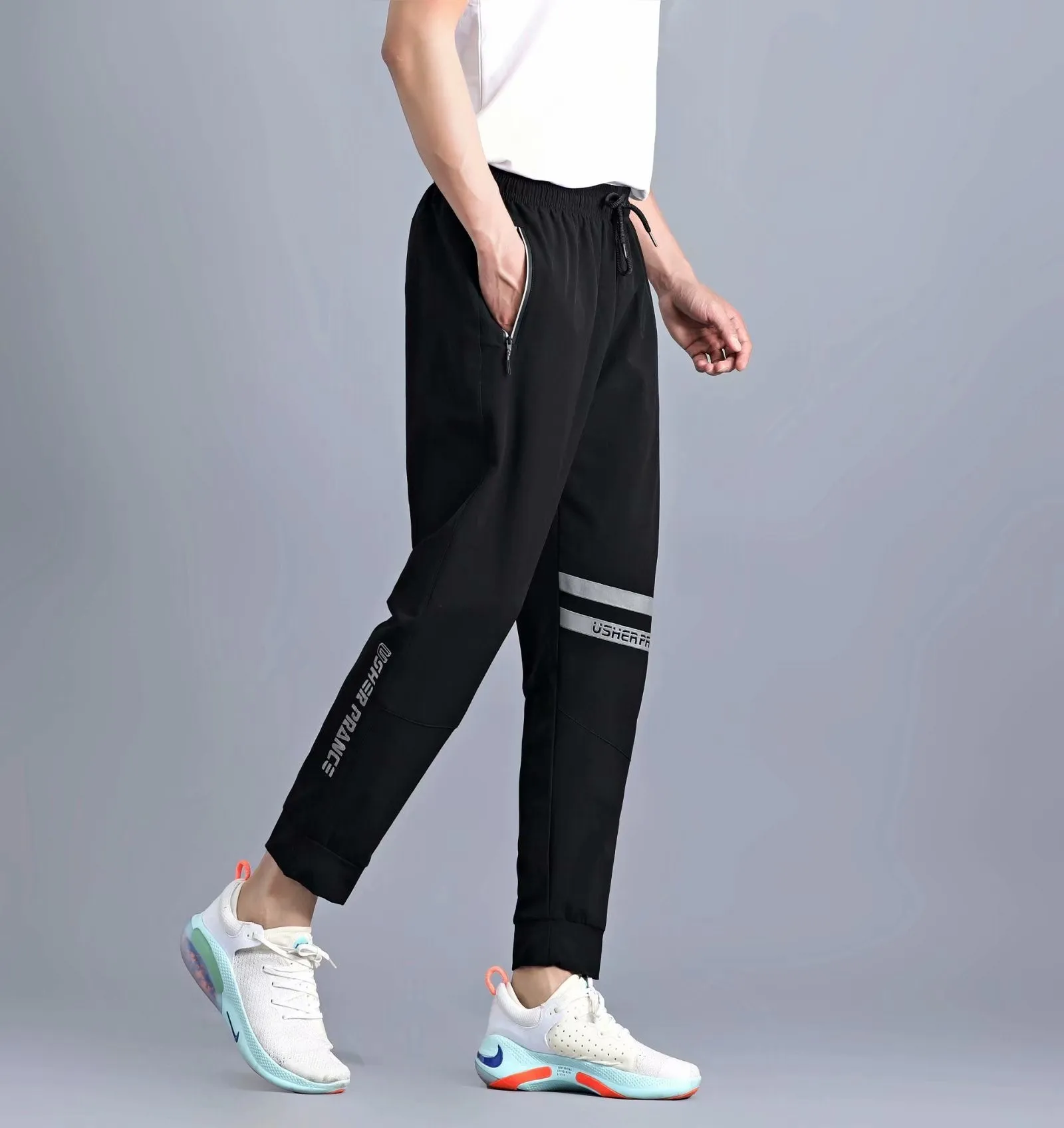 Plus Size Men Sports Pants Fitness Running Elasticity Breathable Thin Slim Fit Sweatpants Exercises Full Length Athletics Pant