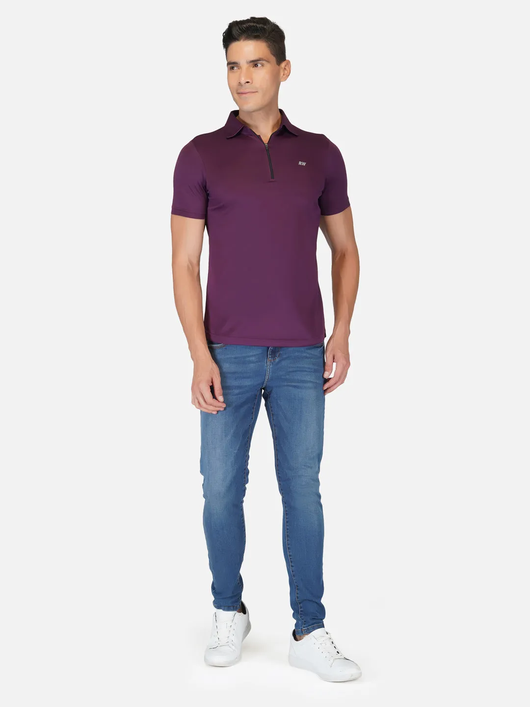 Purple Zipper Polo T-Shirt RWM2027