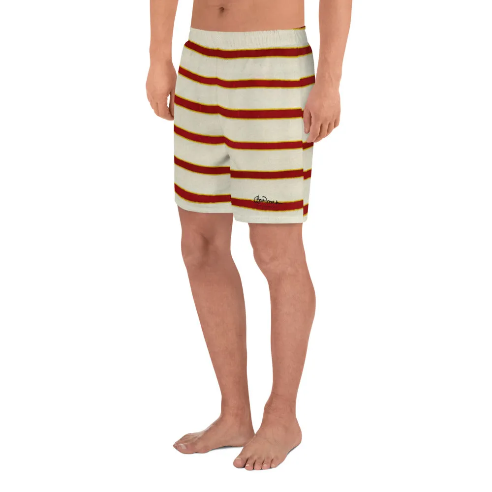 Red White Stripe Mens Shorts