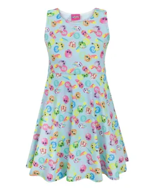 Shopkins Girls Blue Short Sleeve Skater Dress