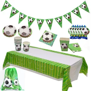 Soccer Football Theme Kids Boy Birthday Party Decoration Cup Plate Napkin Banner Hat Loot bag Tablecloth Party Supplies Set