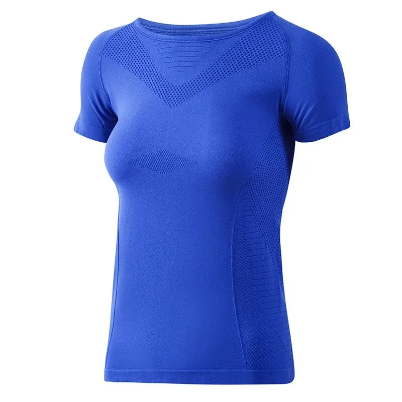 Solid Color Quick-drying Sports Short Sleeves T-Shirt for Women - SF0145