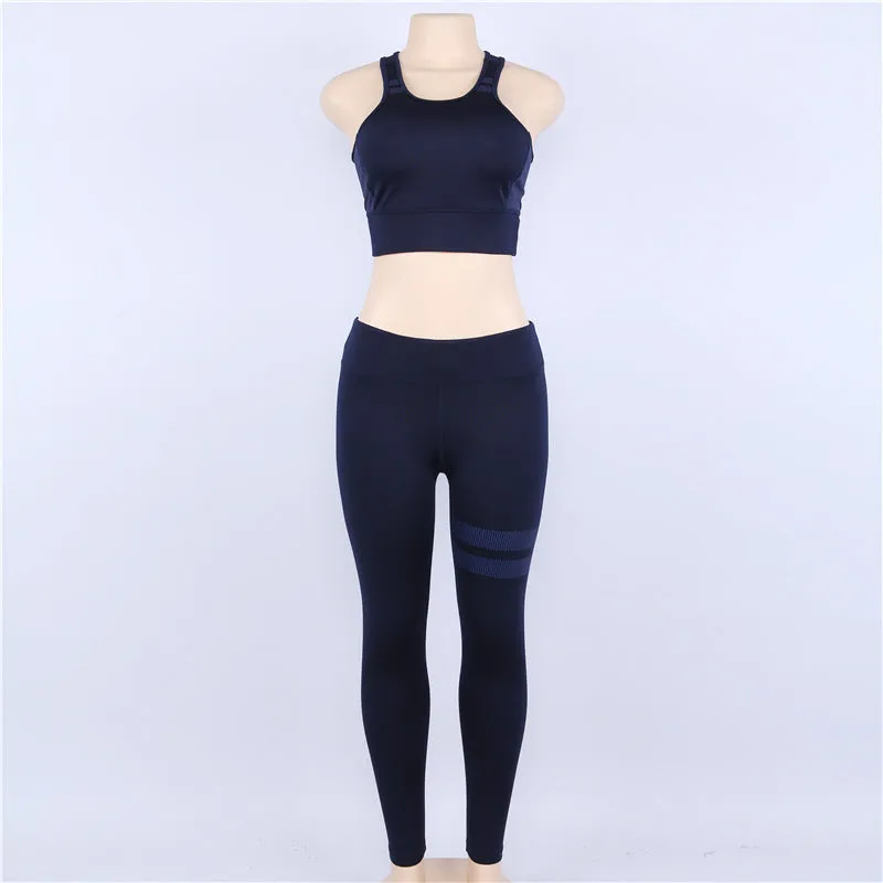 Solid Colored Workout Set Leggings   Sports Bra