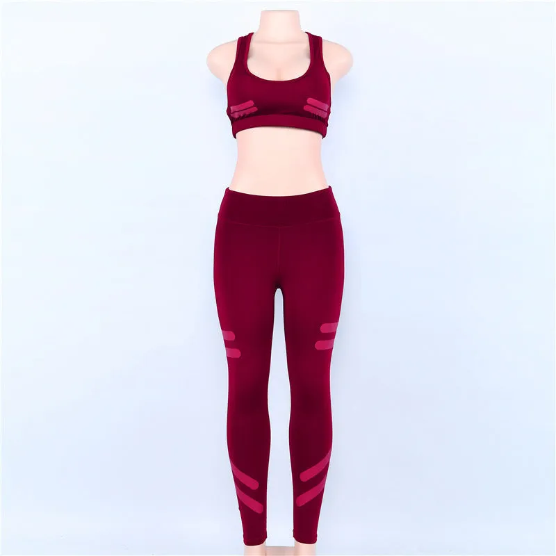 Solid Colored Workout Set Leggings   Sports Bra