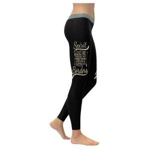 Spirit Lead Me Where My Trust Is Without Borders Christian Upf40 Womens Leggings - Christian Leggings For Women