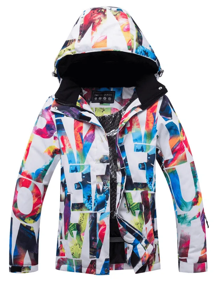 Sports Multicolor Zipper Warm Women's Snowboarding Jacket with Hood - SF0931