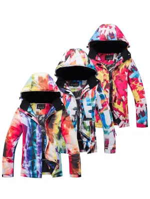 Sports Multicolor Zipper Warm Women's Snowboarding Jacket with Hood - SF0931