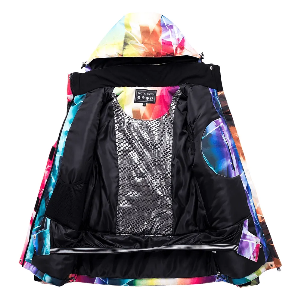 Sports Multicolor Zipper Warm Women's Snowboarding Jacket with Hood - SF0931