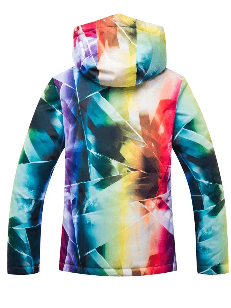 Sports Multicolor Zipper Warm Women's Snowboarding Jacket with Hood - SF0931