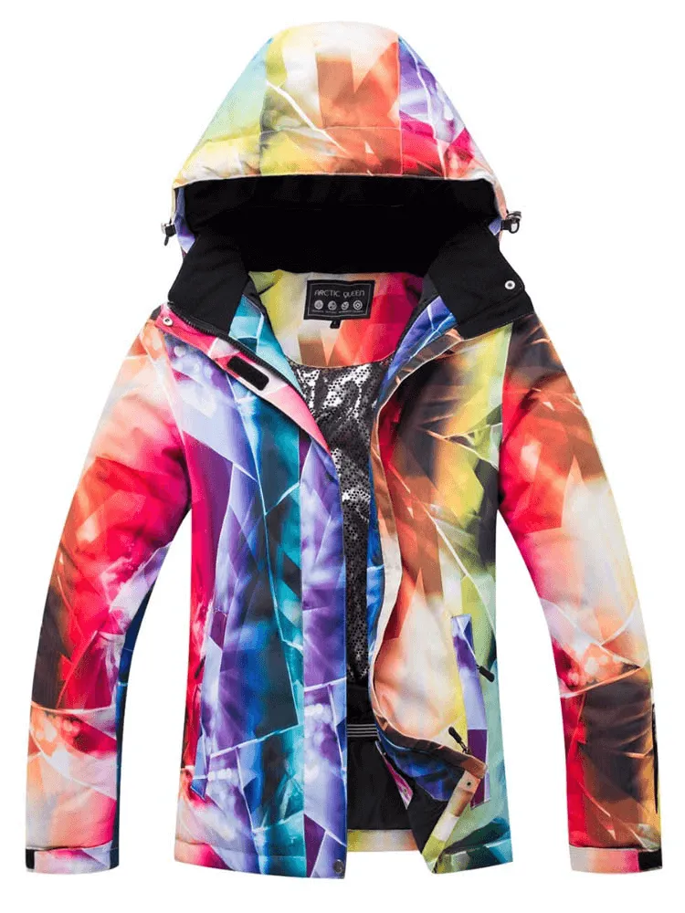 Sports Multicolor Zipper Warm Women's Snowboarding Jacket with Hood - SF0931