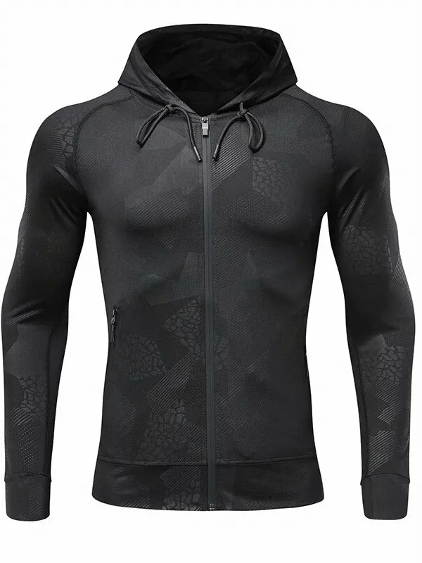 Stylish Elastic Sports Men's Hoodie with Zipper - SF0737