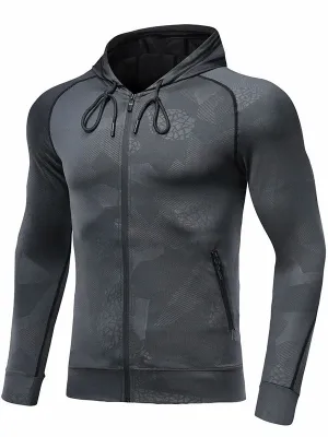 Stylish Elastic Sports Men's Hoodie with Zipper - SF0737