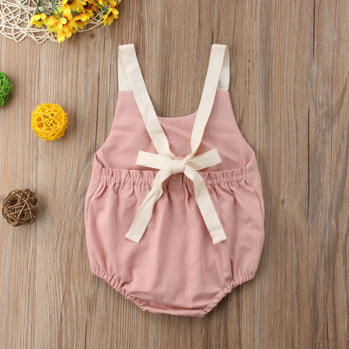 Toddler Baby Girl Summer Bowknot Romper Infant Backless Romper Sleeveless Bebes Jumpsuit Outfit 0-24Month New Born Baby Clothing