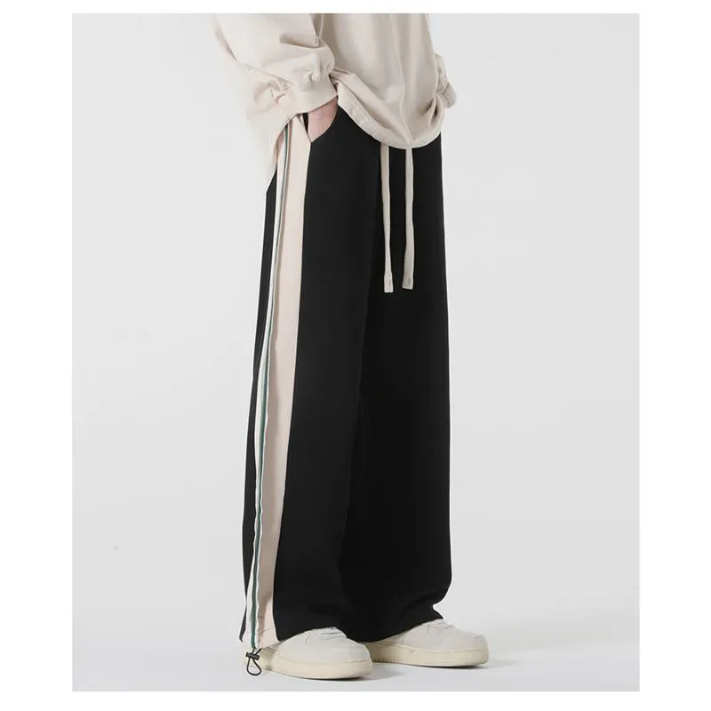 Wide-Leg Knitted Casual Tapered Straight Pants Sports Drawstring Sweatpant