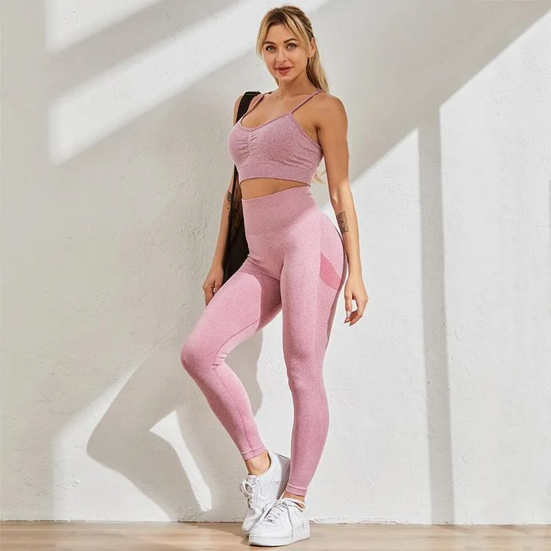 Women Seamless Slim High Waist Bubble Butt Push Up Fitness Legging