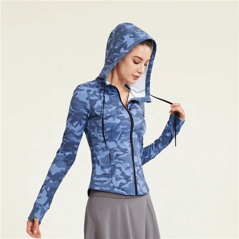 Women's Athletic Camo Zip Jacket for Running - SF2008