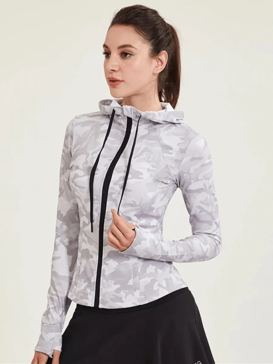 Women's Athletic Camo Zip Jacket for Running - SF2008