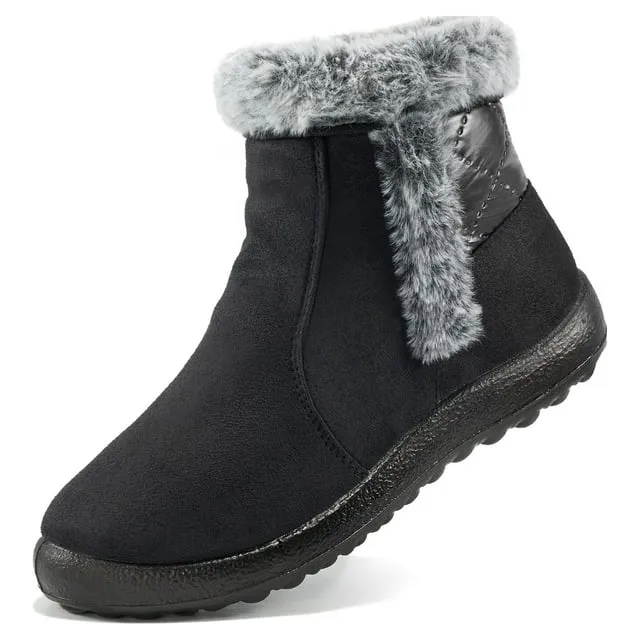 Womens Comfortable Warm Faux Lined Winter Snow Waterproof Ankle Boots